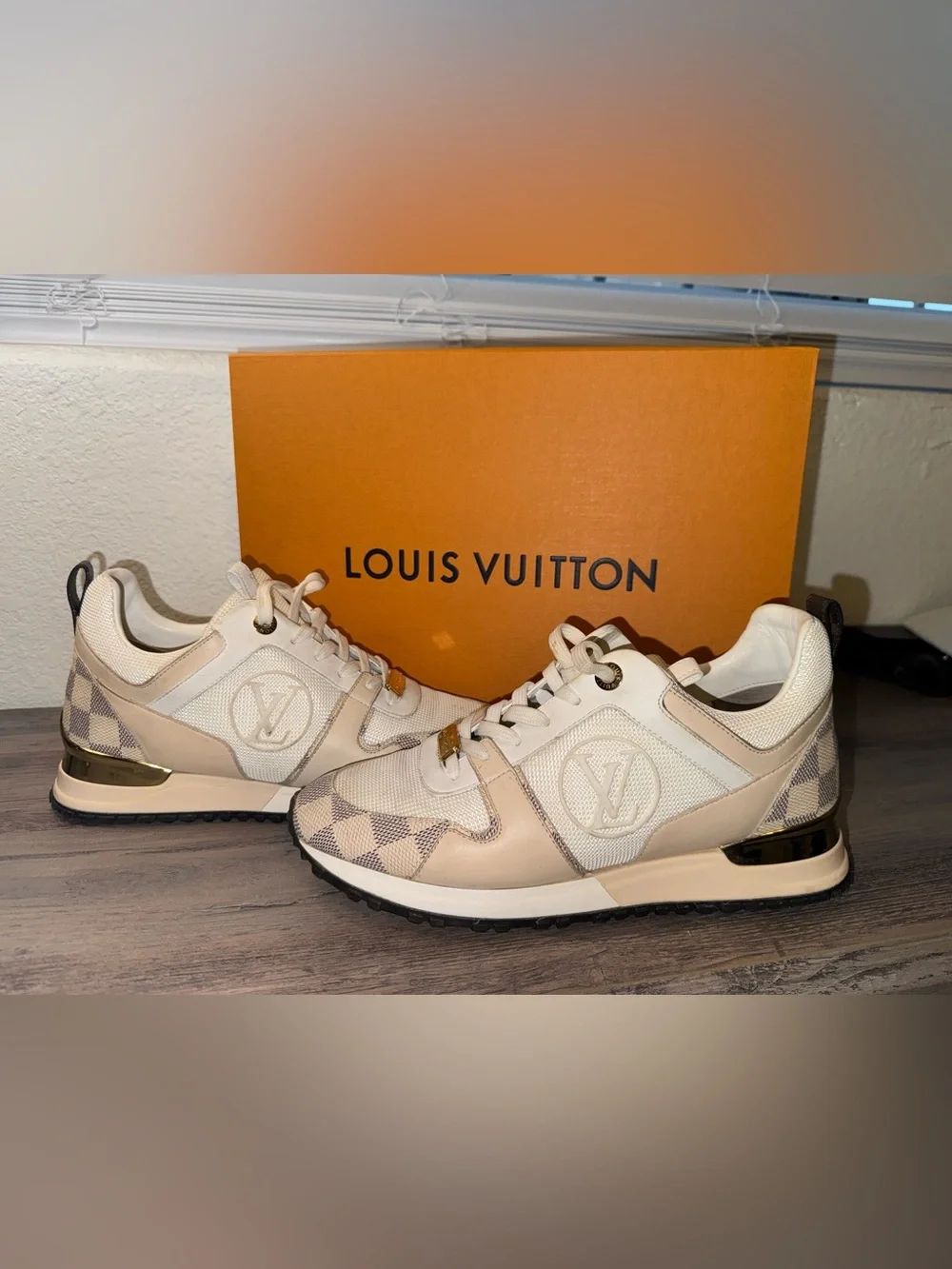 Louis Vuitton Women’s Cream & Beige LV Logo Sneakers